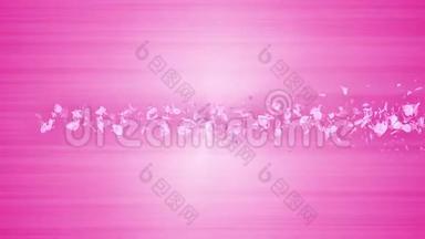 樱花的螺旋状闪亮颗粒。 樱花图案。 日本樱桃舞。 粉红色花瓣的旋涡。 抽象循环动画。